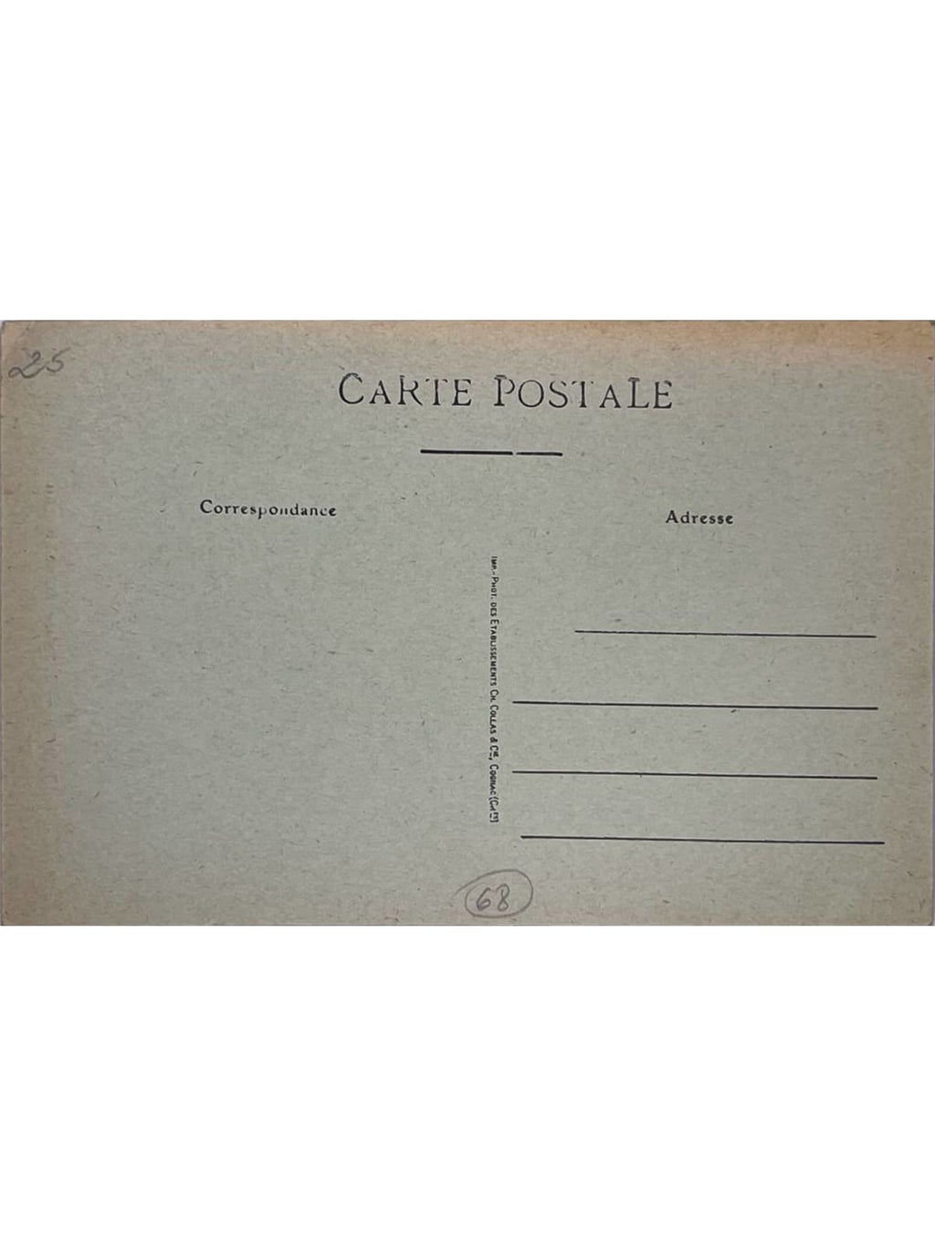 Verso de la carte postale