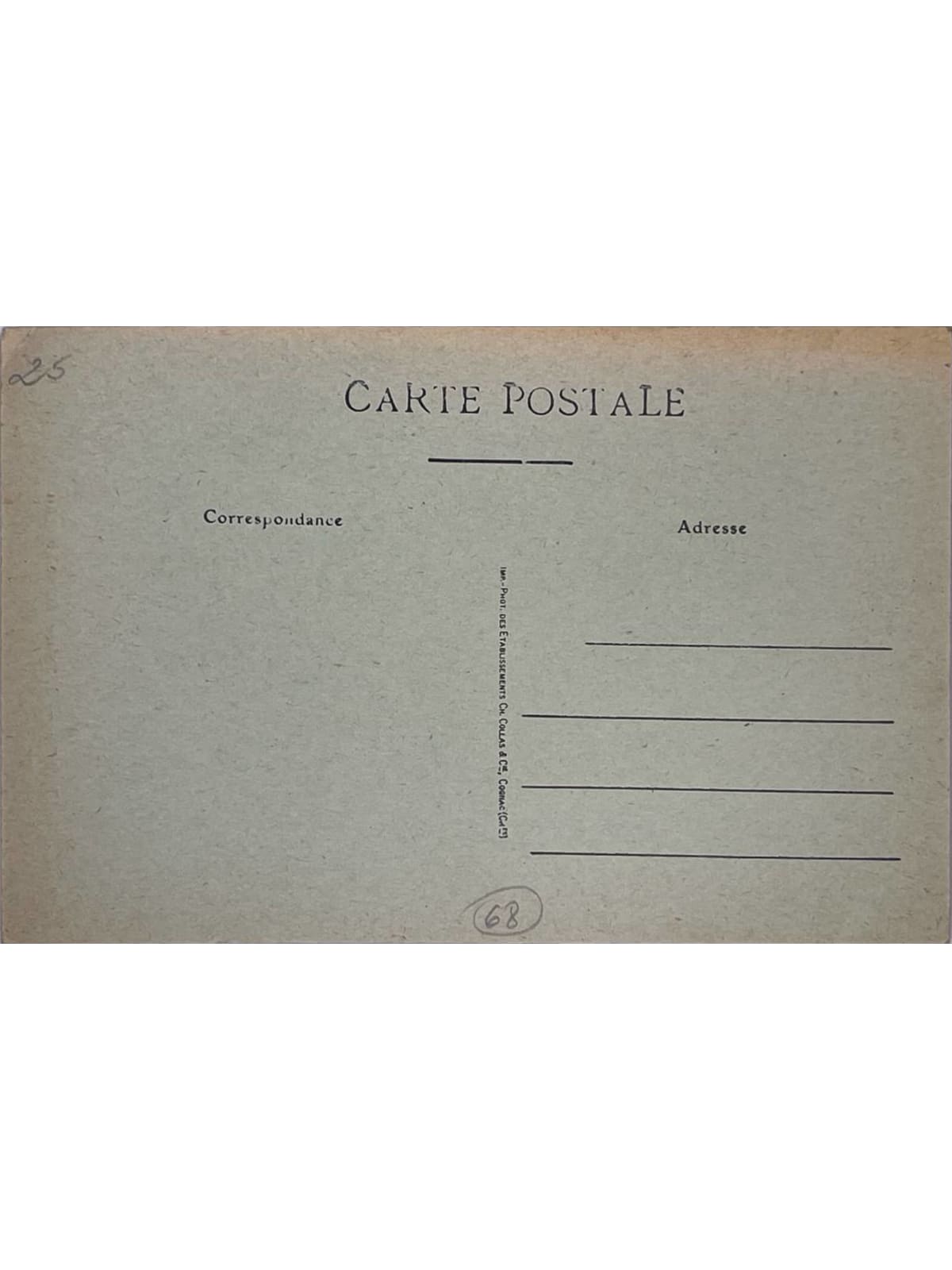 Verso de la carte postale