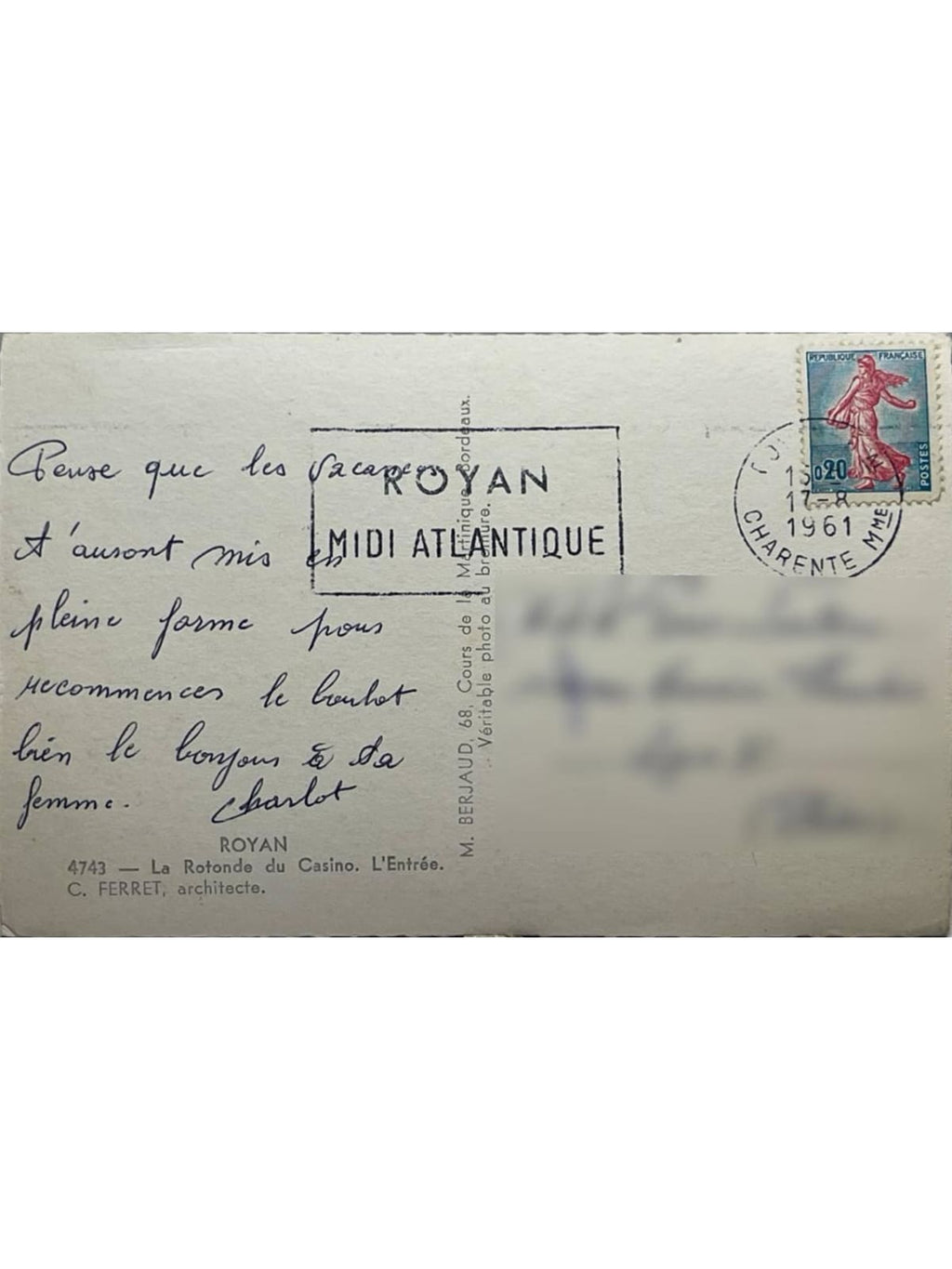 Verso de la carte postale