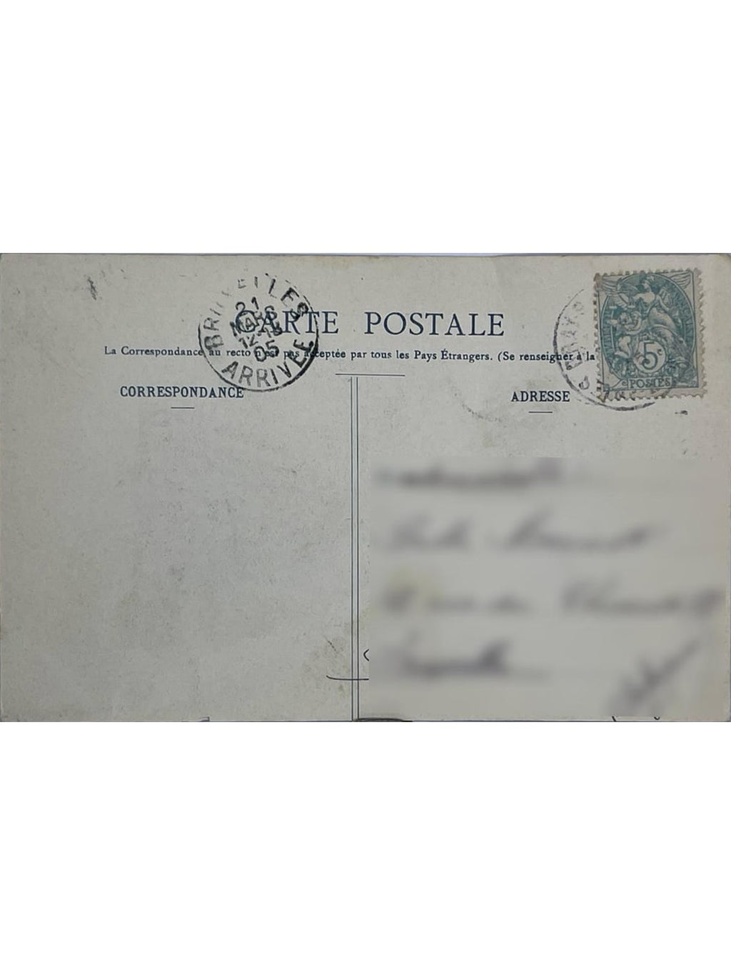 Verso de la carte postale