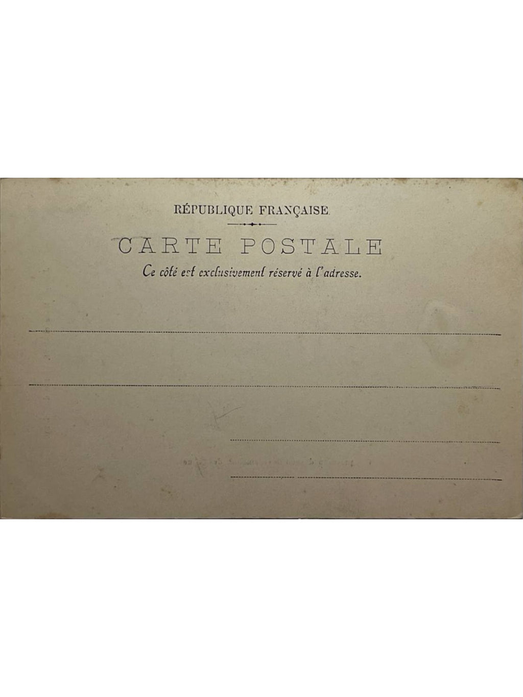 Verso de la carte postale