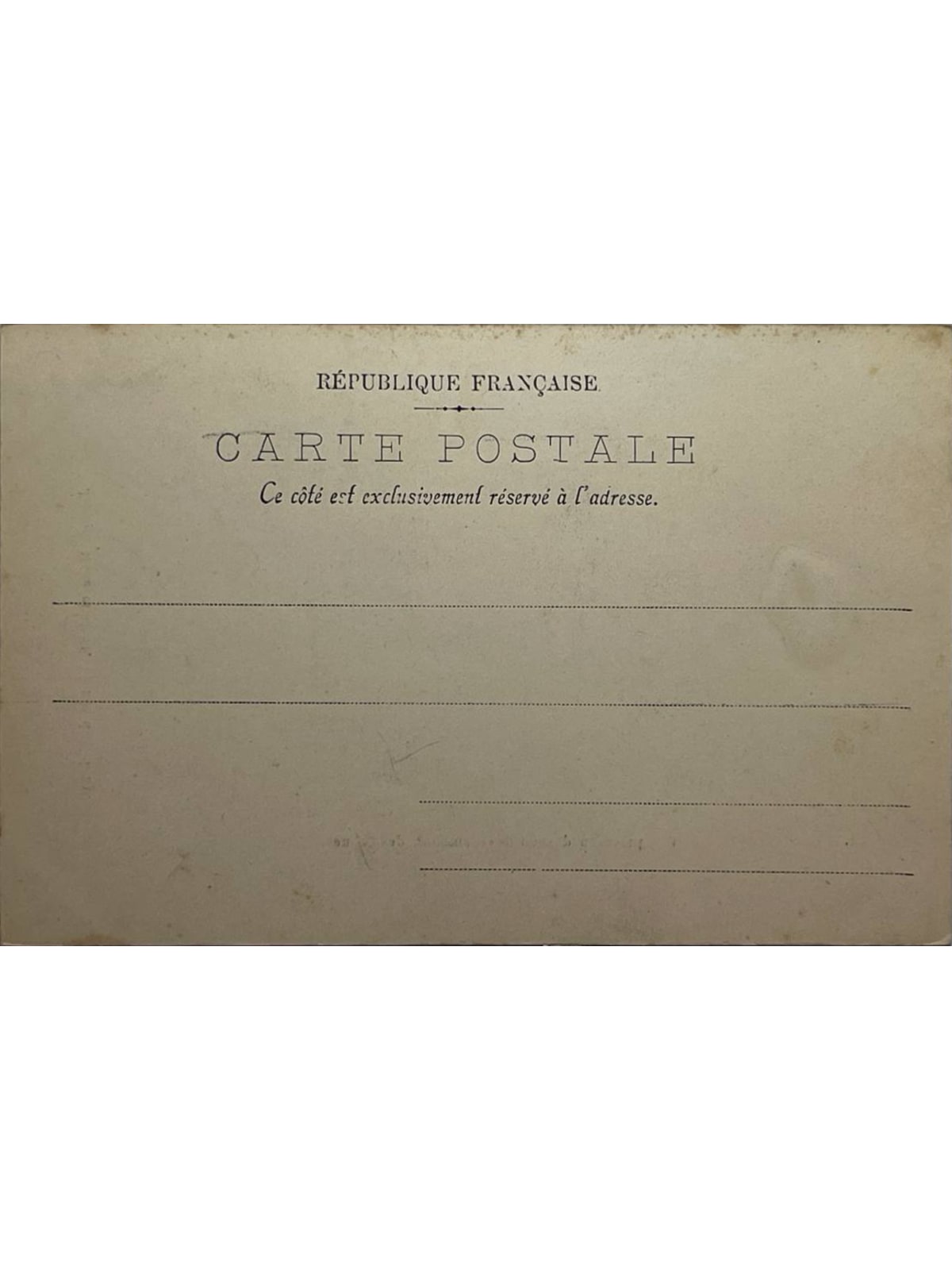 Verso de la carte postale