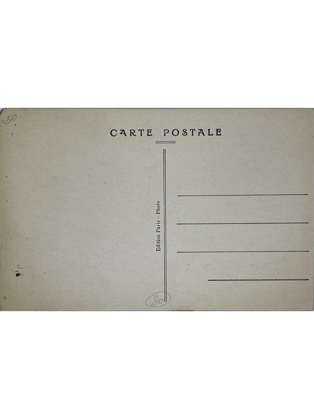 Verso de la carte postale