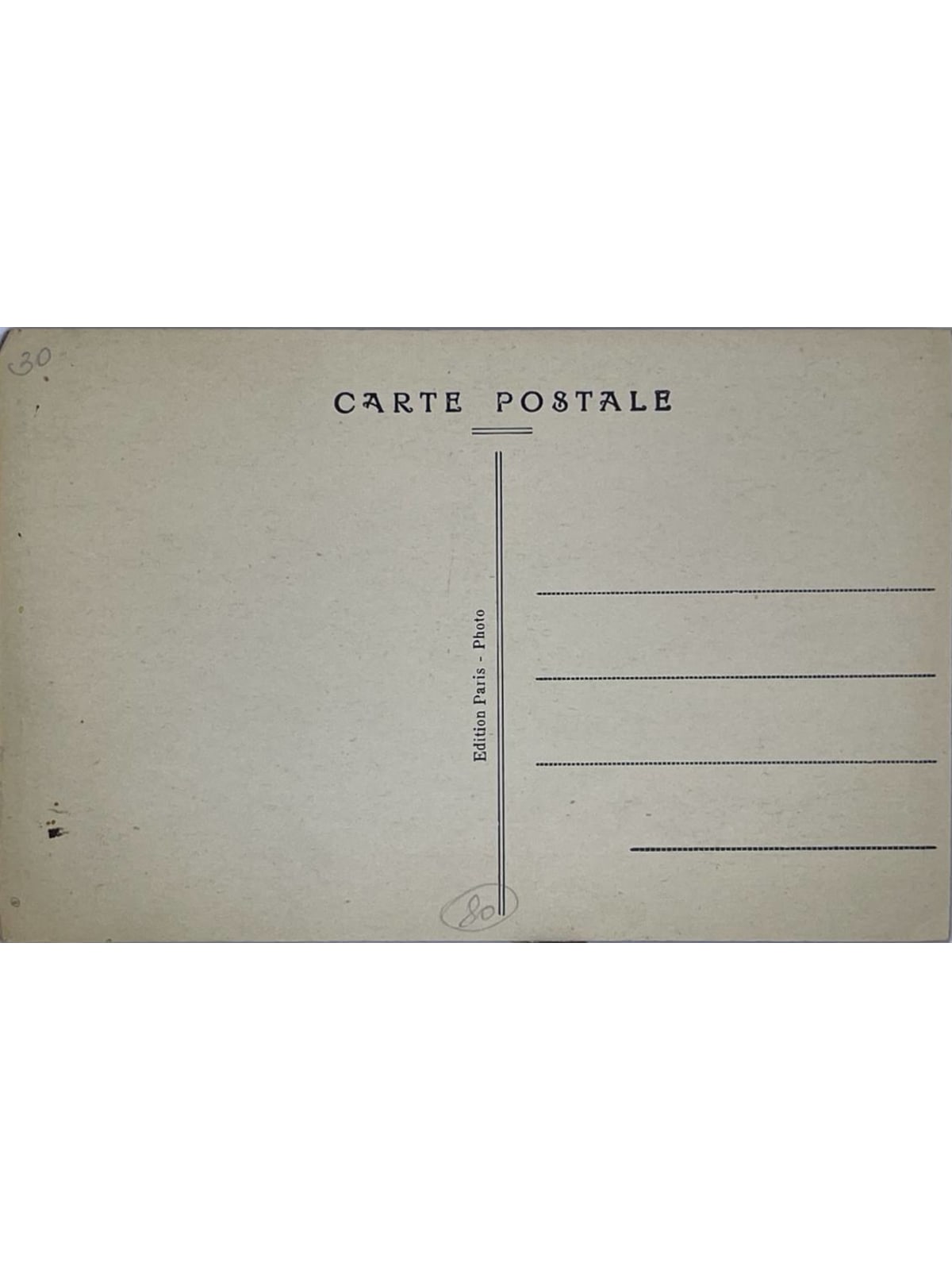 Verso de la carte postale
