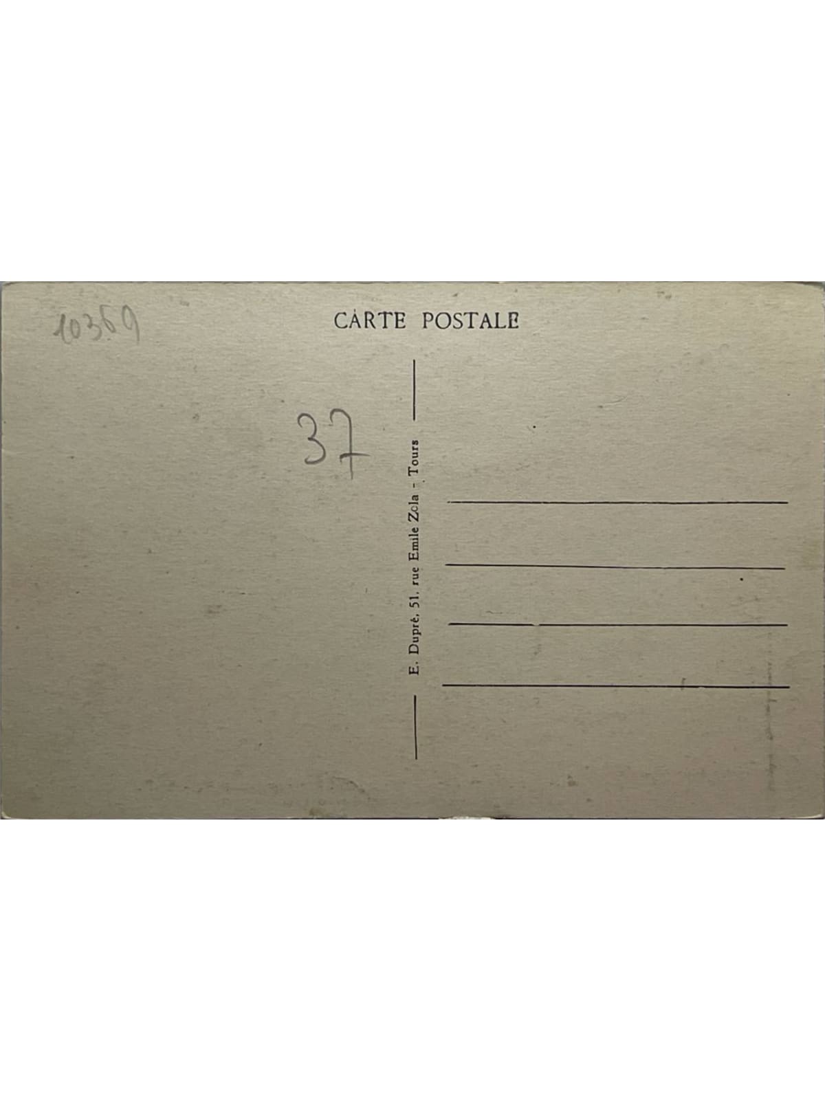 Verso de la carte postale