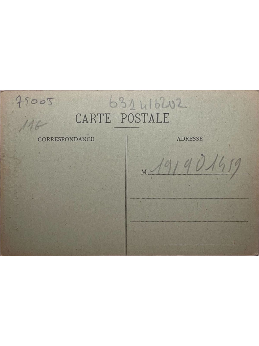 Verso de la carte postale