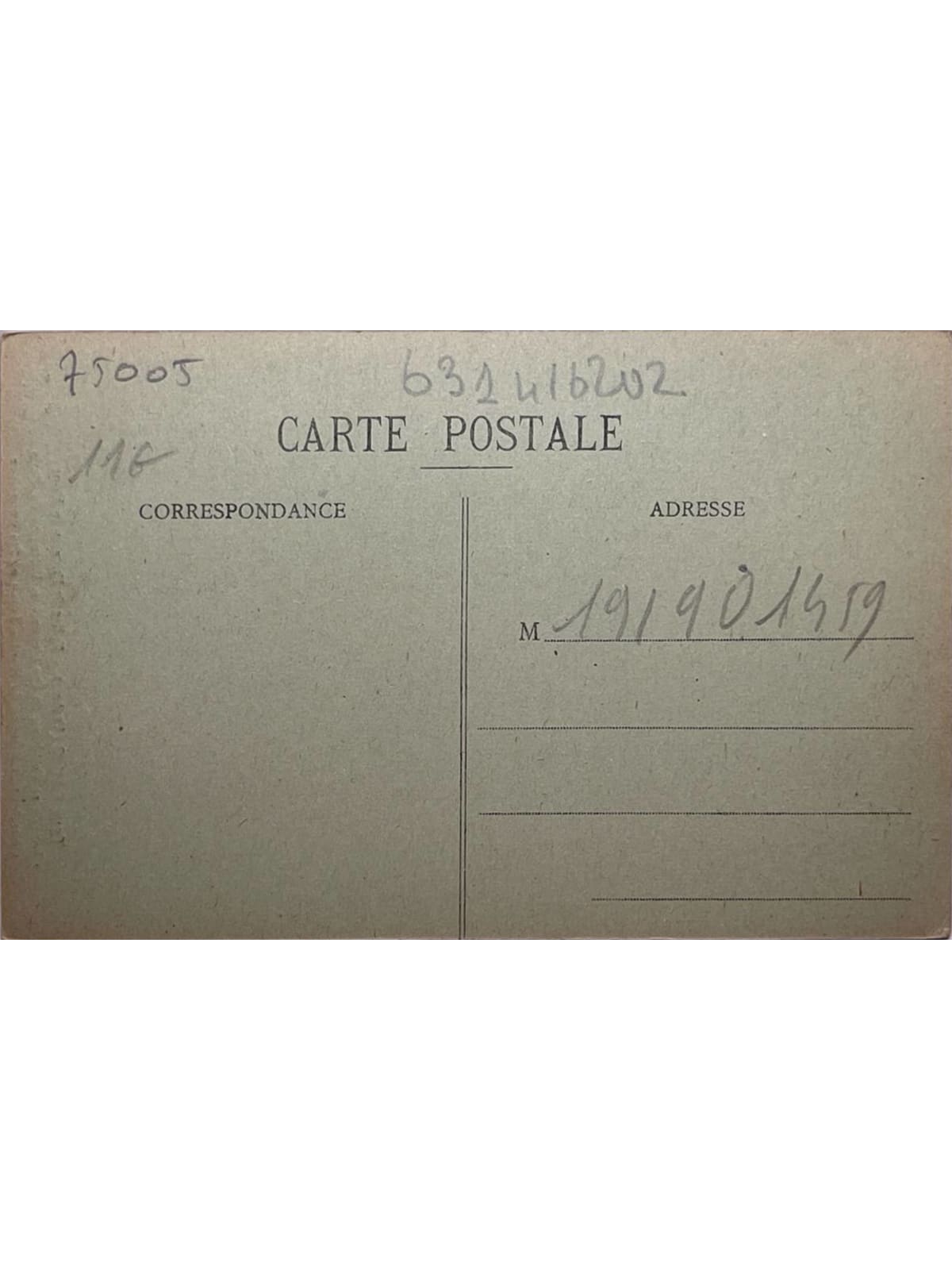 Verso de la carte postale