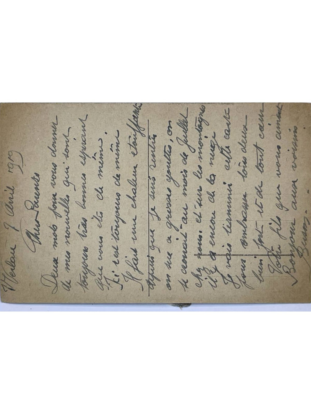 Verso de la carte postale