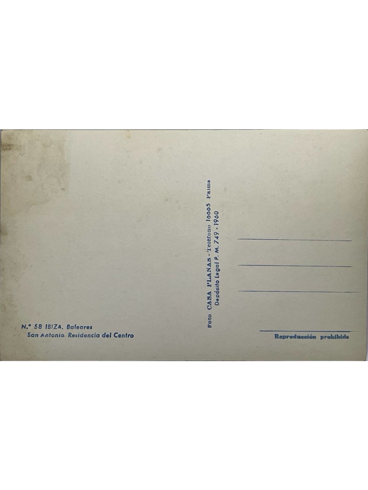 Verso de la carte postale