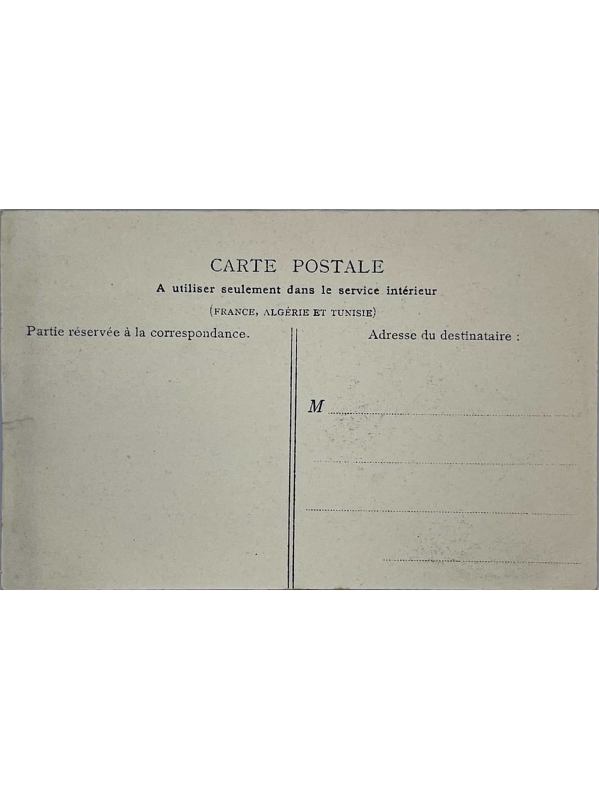 Verso de la carte postale