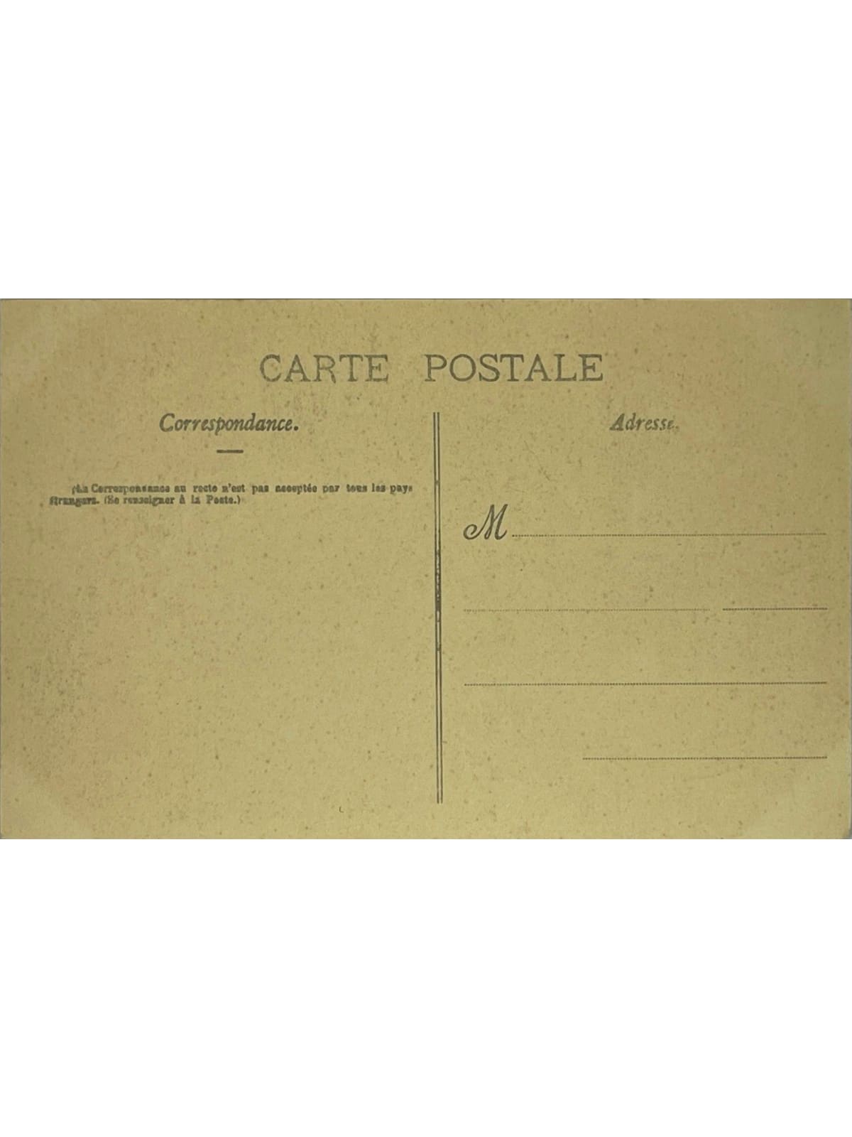 Verso de la carte postale