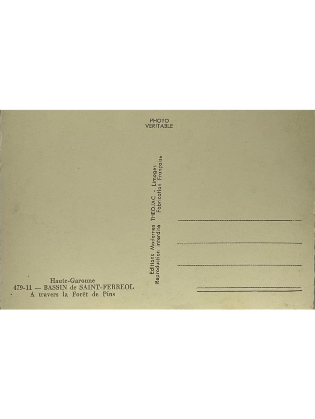 Verso de la carte postale