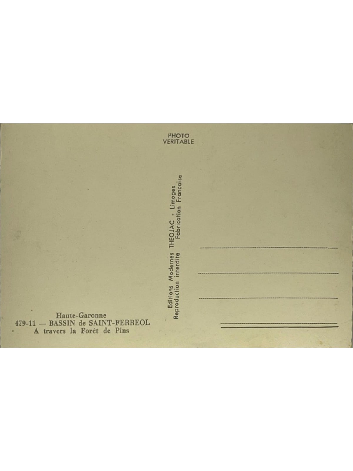 Verso de la carte postale