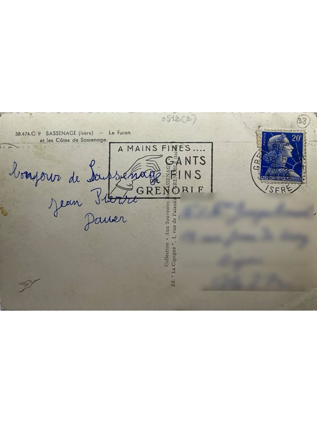 Verso de la carte postale