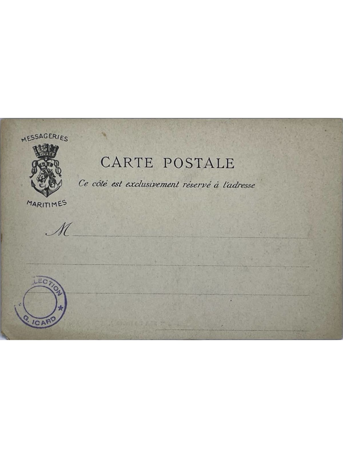 Verso de la carte postale