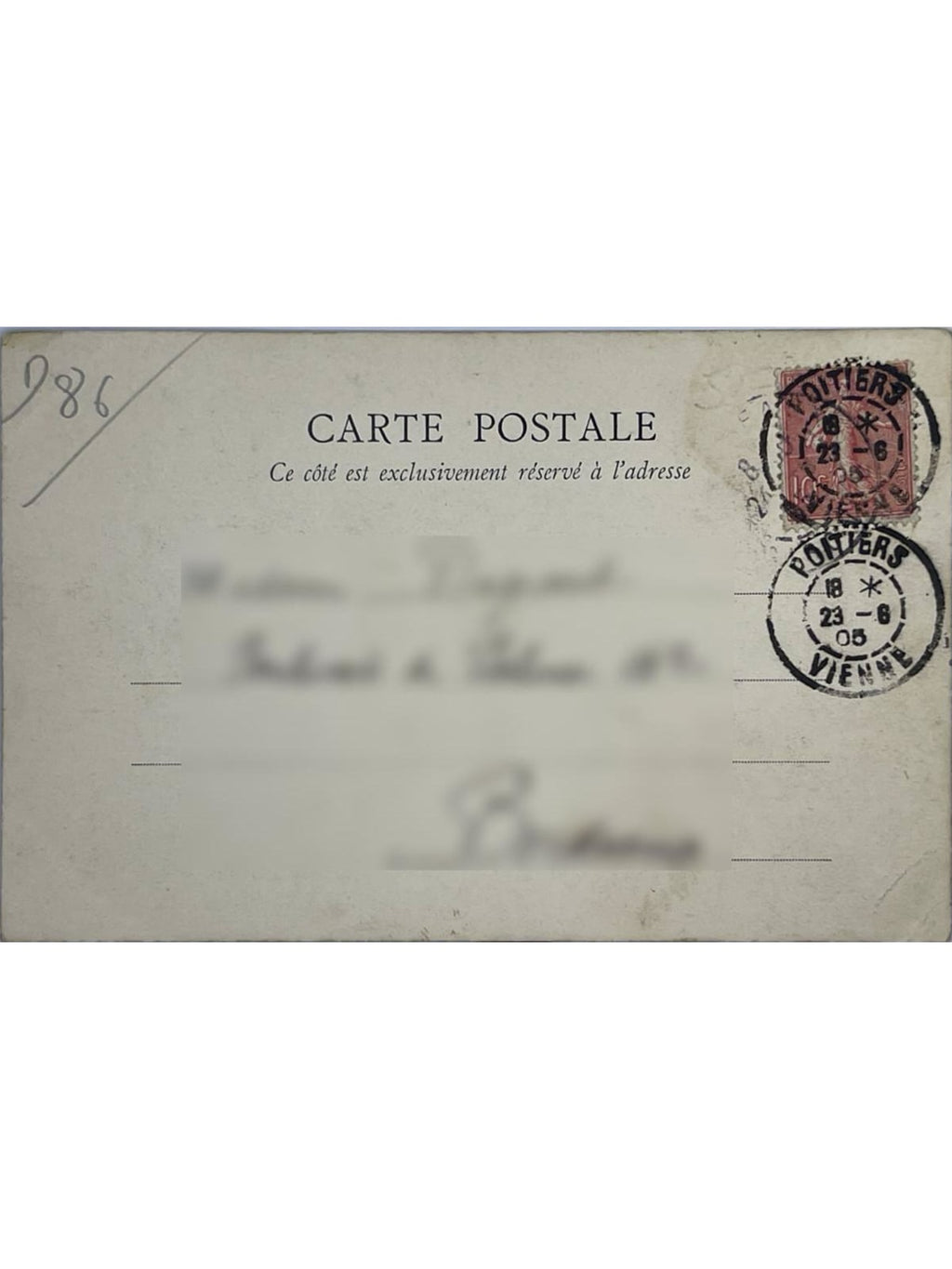 Verso de la carte postale