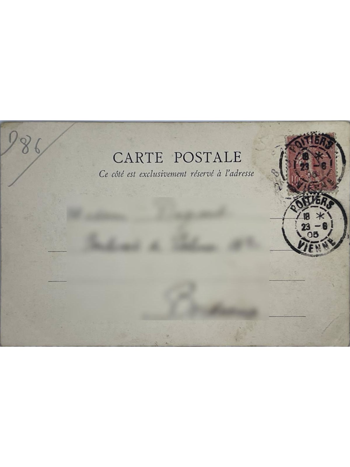 Verso de la carte postale