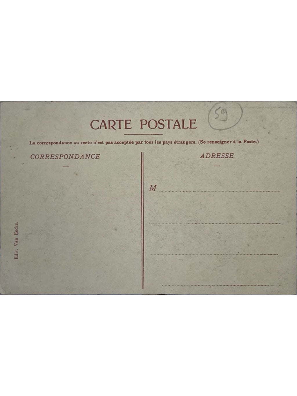 Verso de la carte postale
