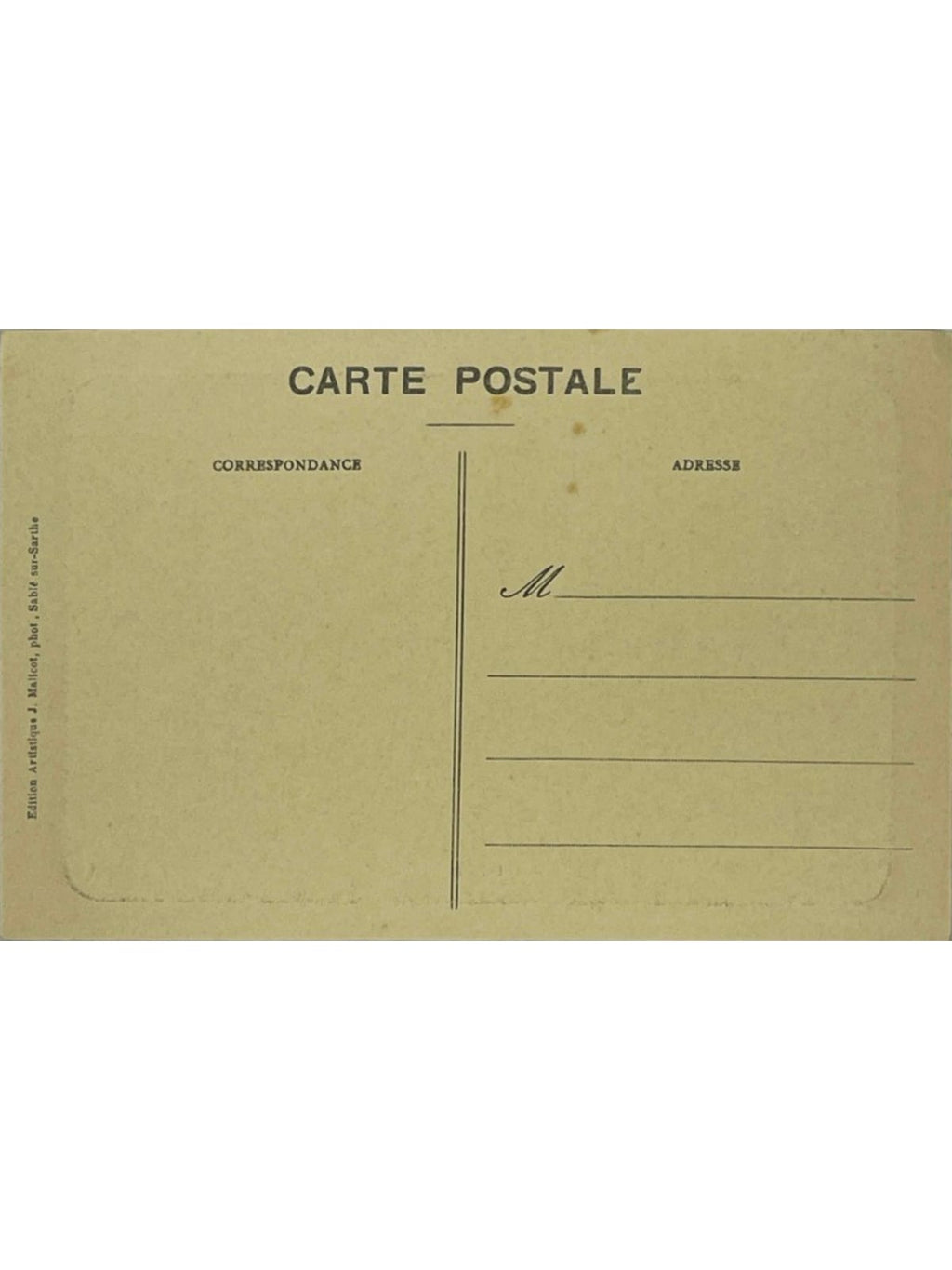 Verso de la carte postale