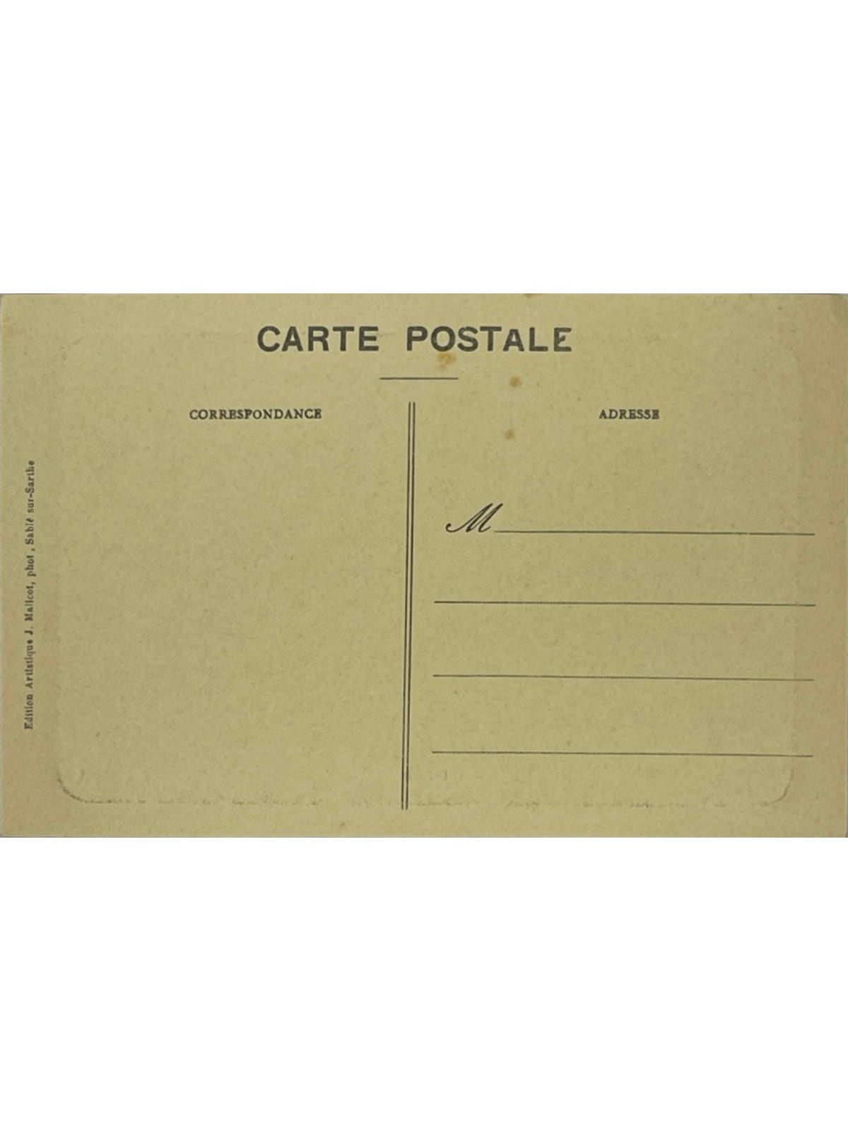 Verso de la carte postale