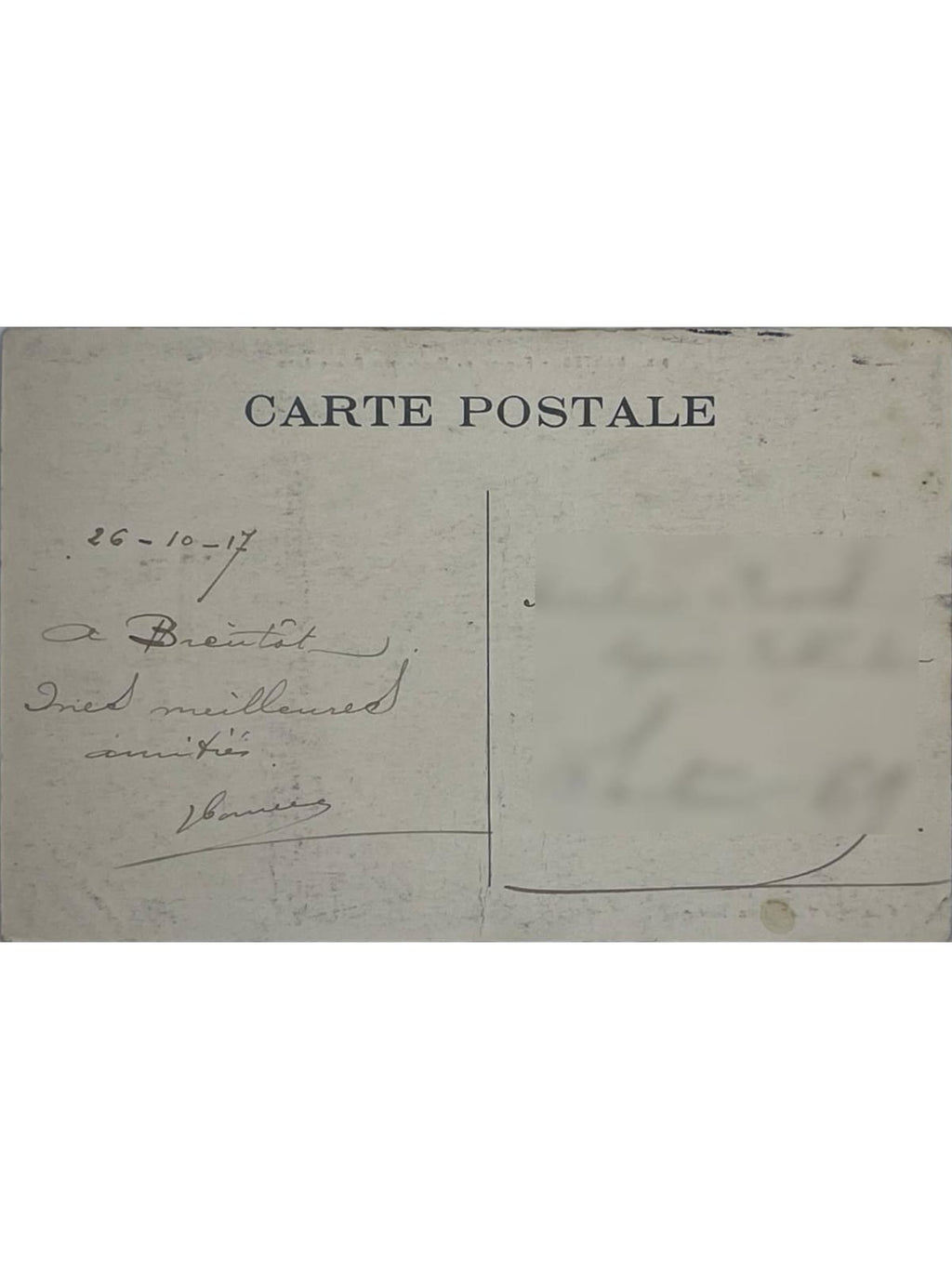 Verso de la carte postale