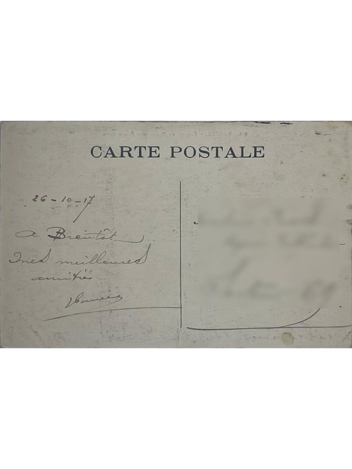 Verso de la carte postale