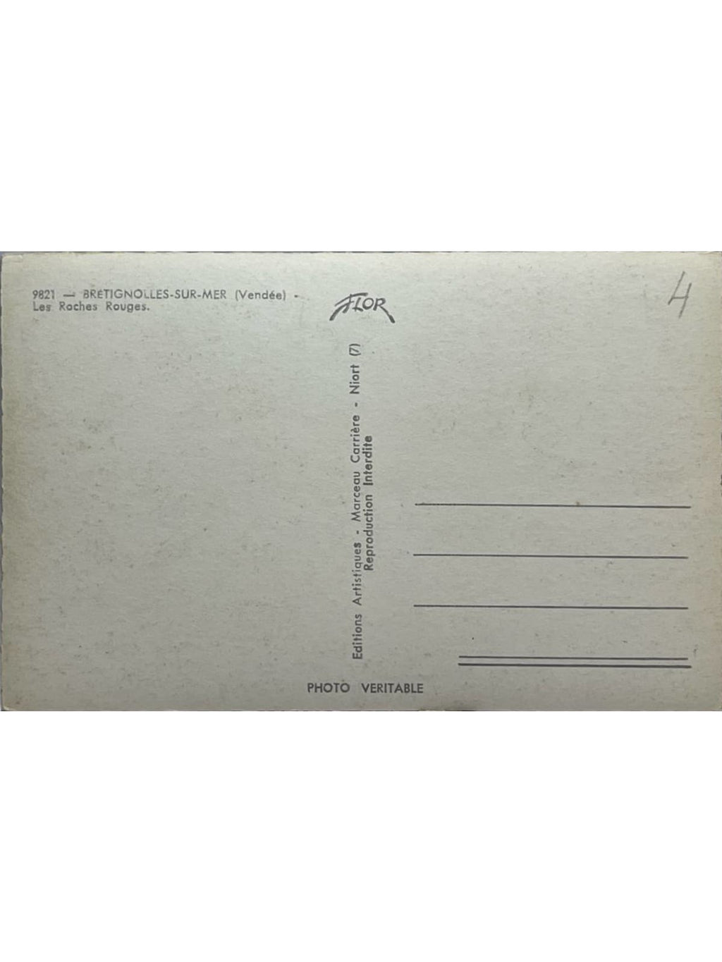 Verso de la carte postale