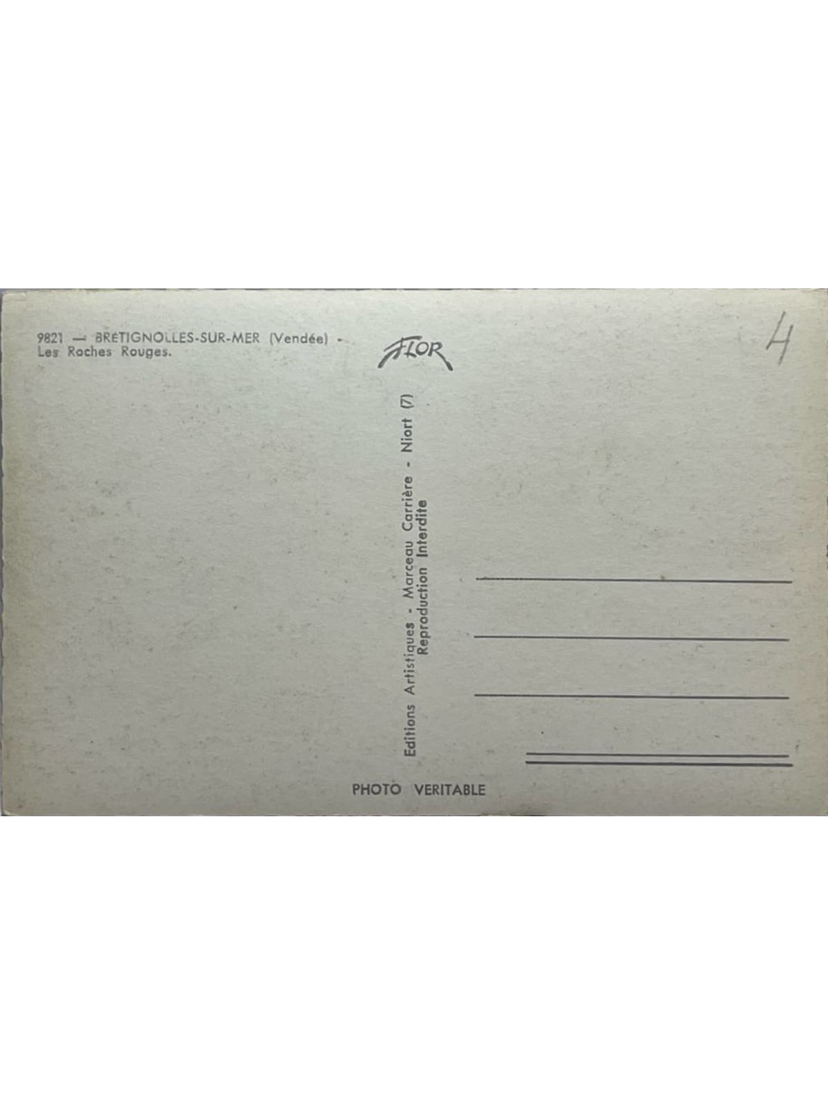 Verso de la carte postale