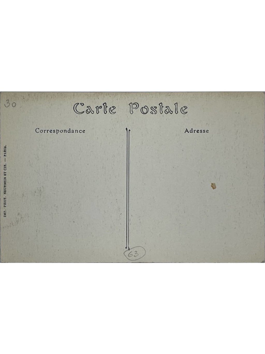 Verso de la carte postale