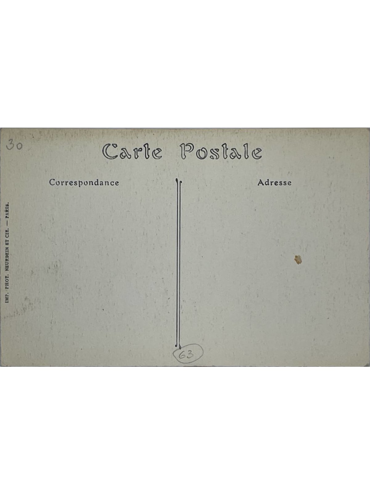 Verso de la carte postale