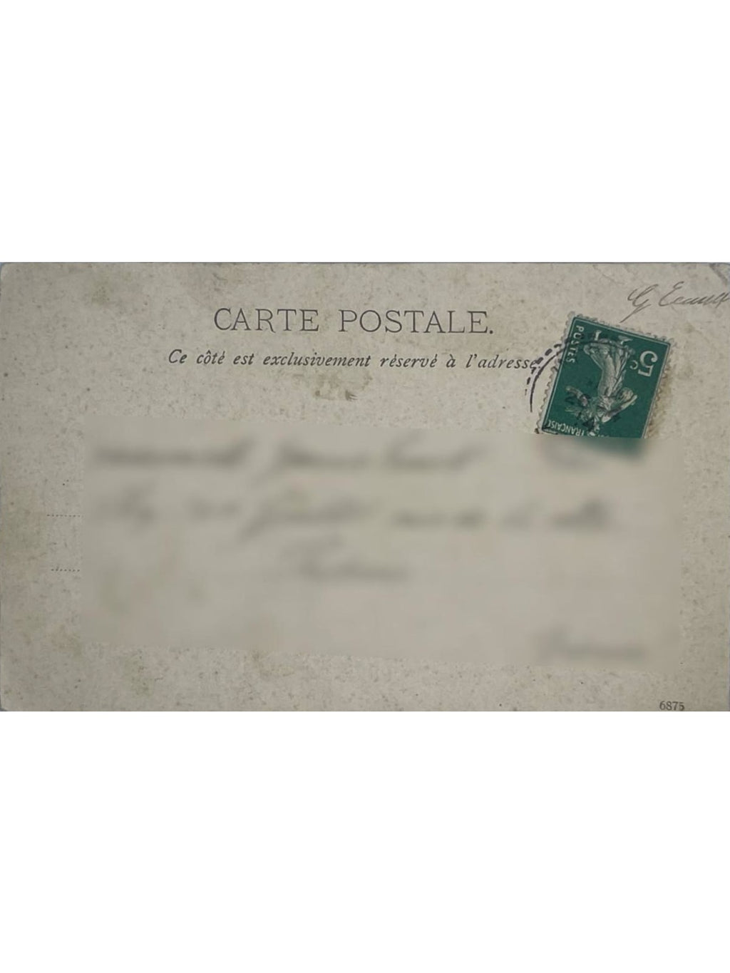 Verso de la carte postale