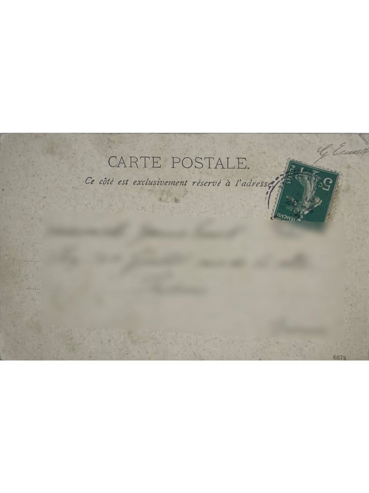 Verso de la carte postale