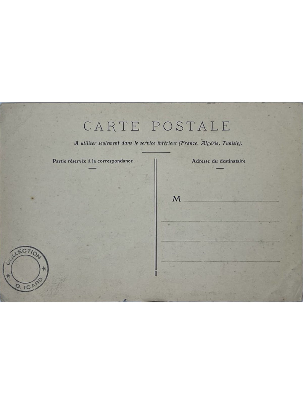 Verso de la carte postale