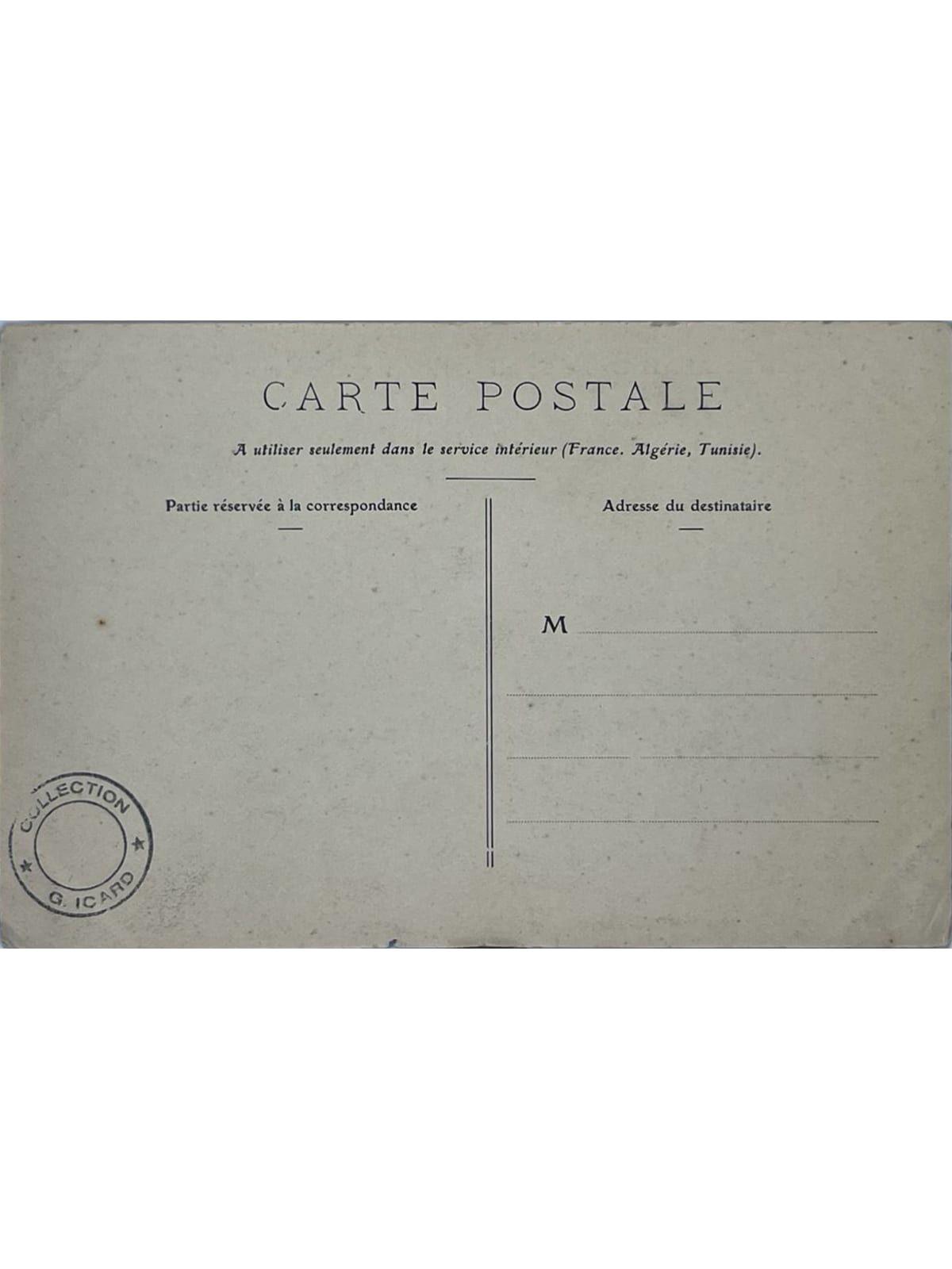 Verso de la carte postale