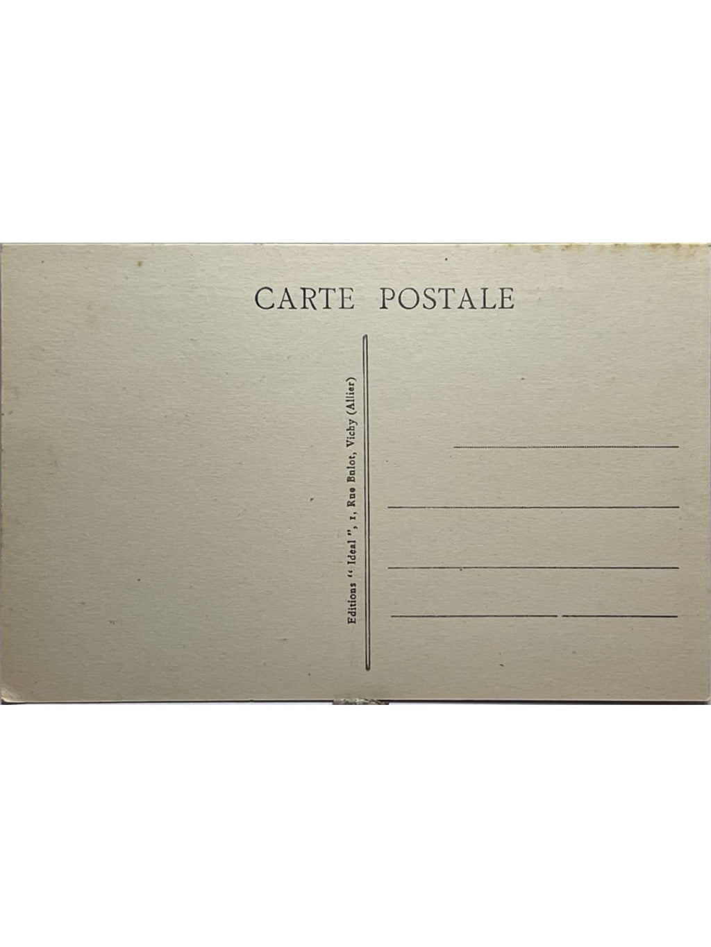Verso de la carte postale