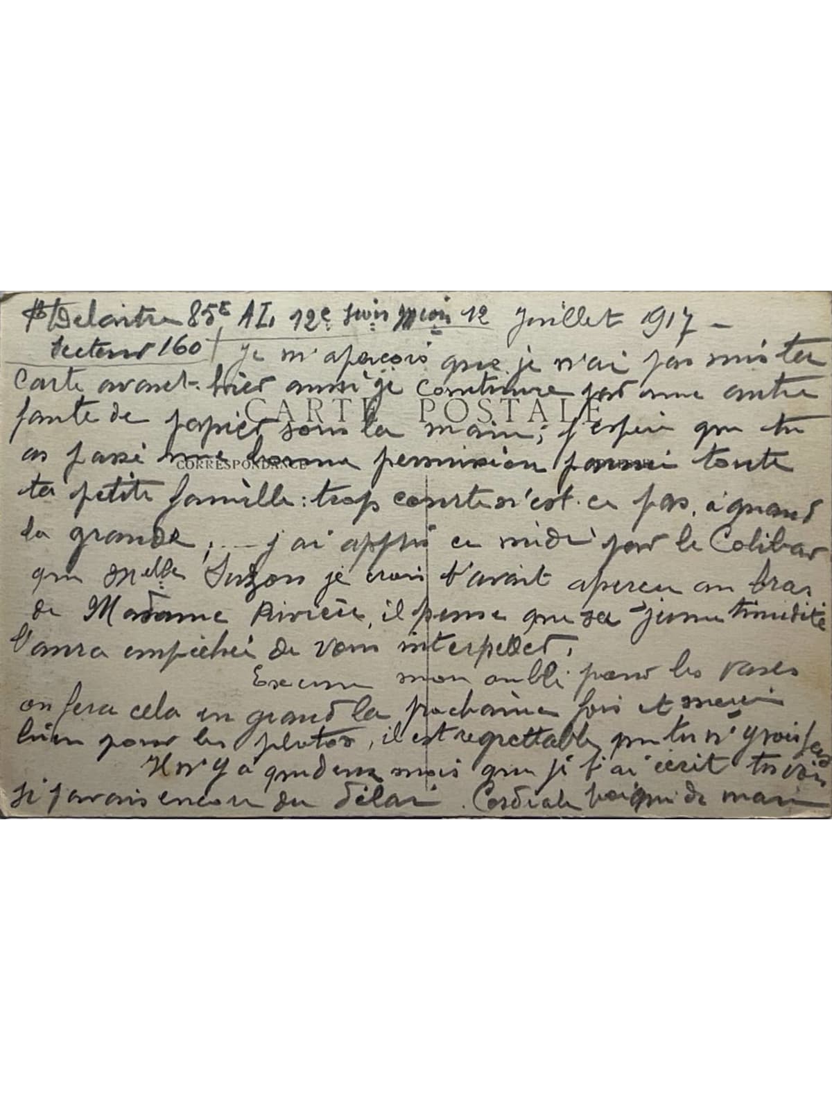 Verso de la carte postale