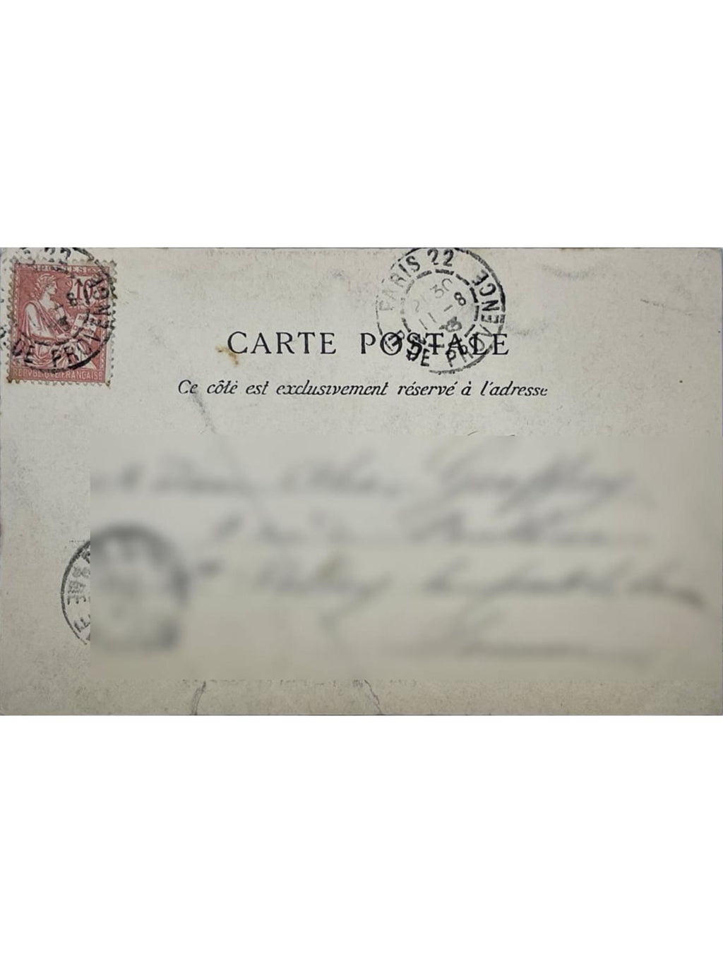 Verso de la carte postale