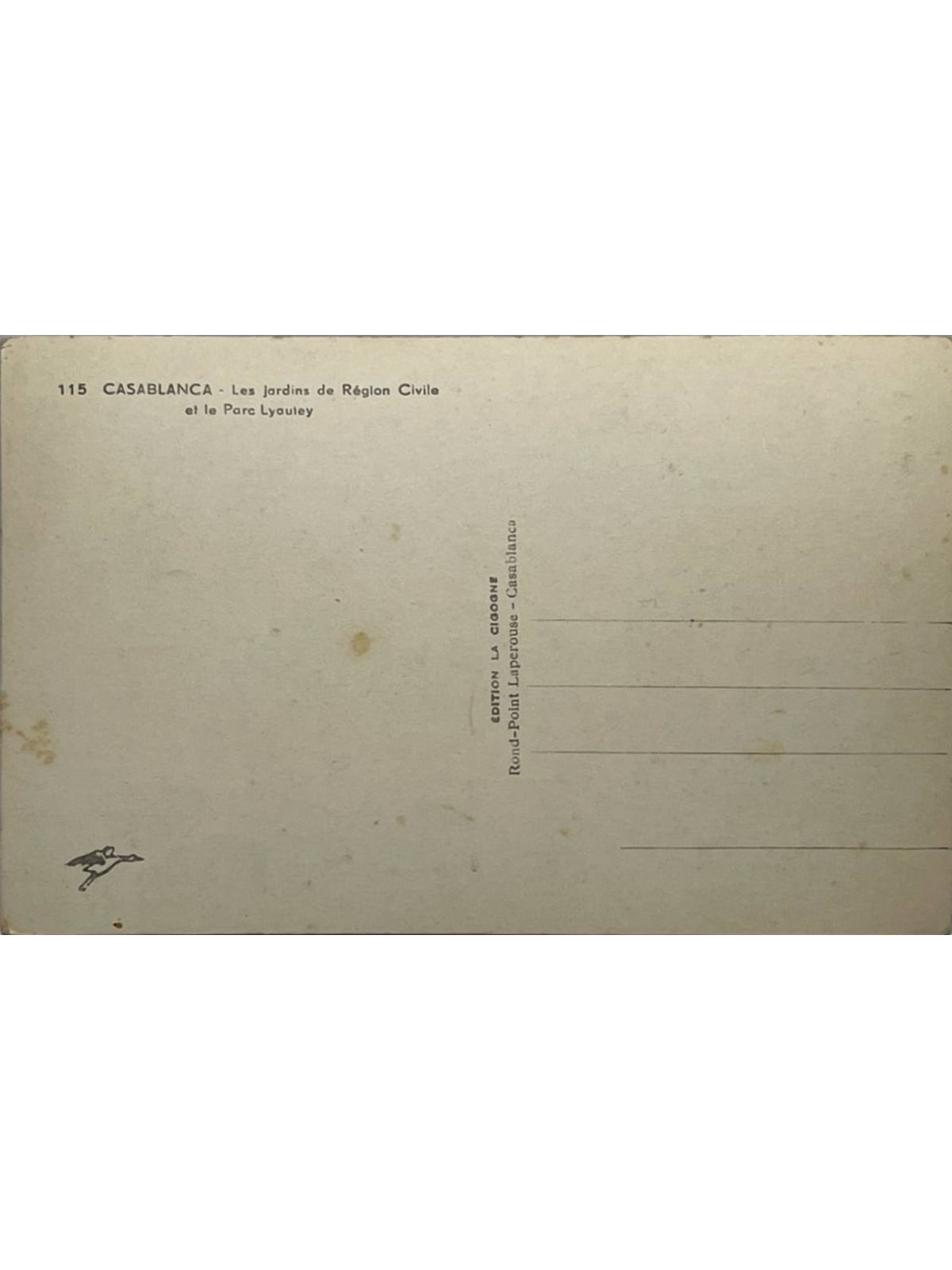Verso de la carte postale