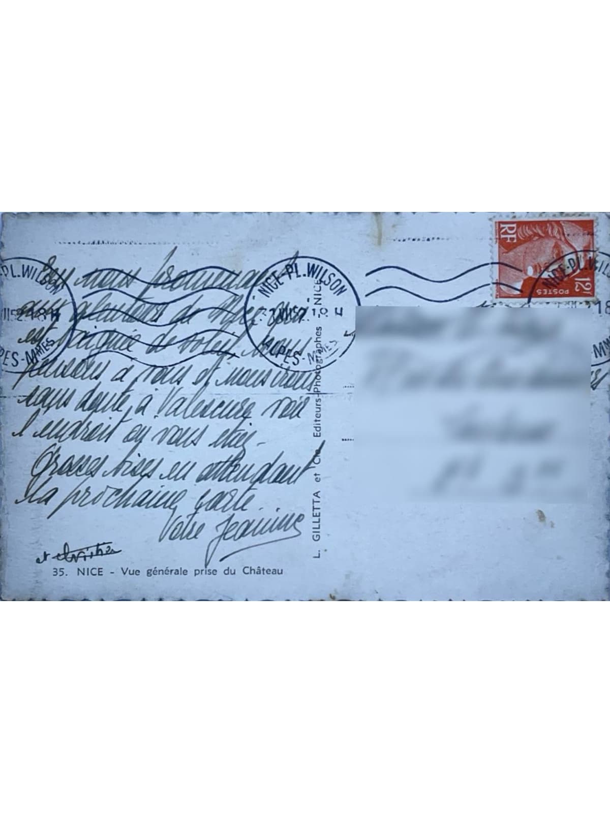 Verso de la carte postale