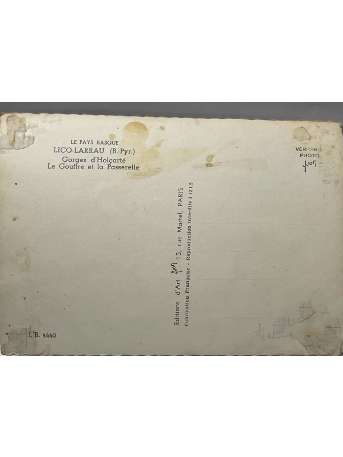 Verso de la carte postale