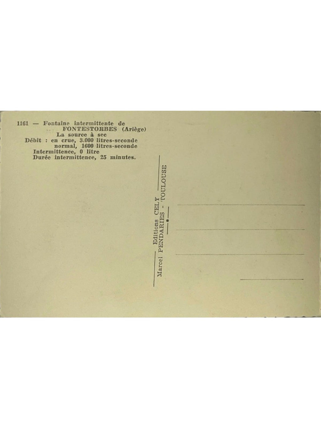 Verso de la carte postale