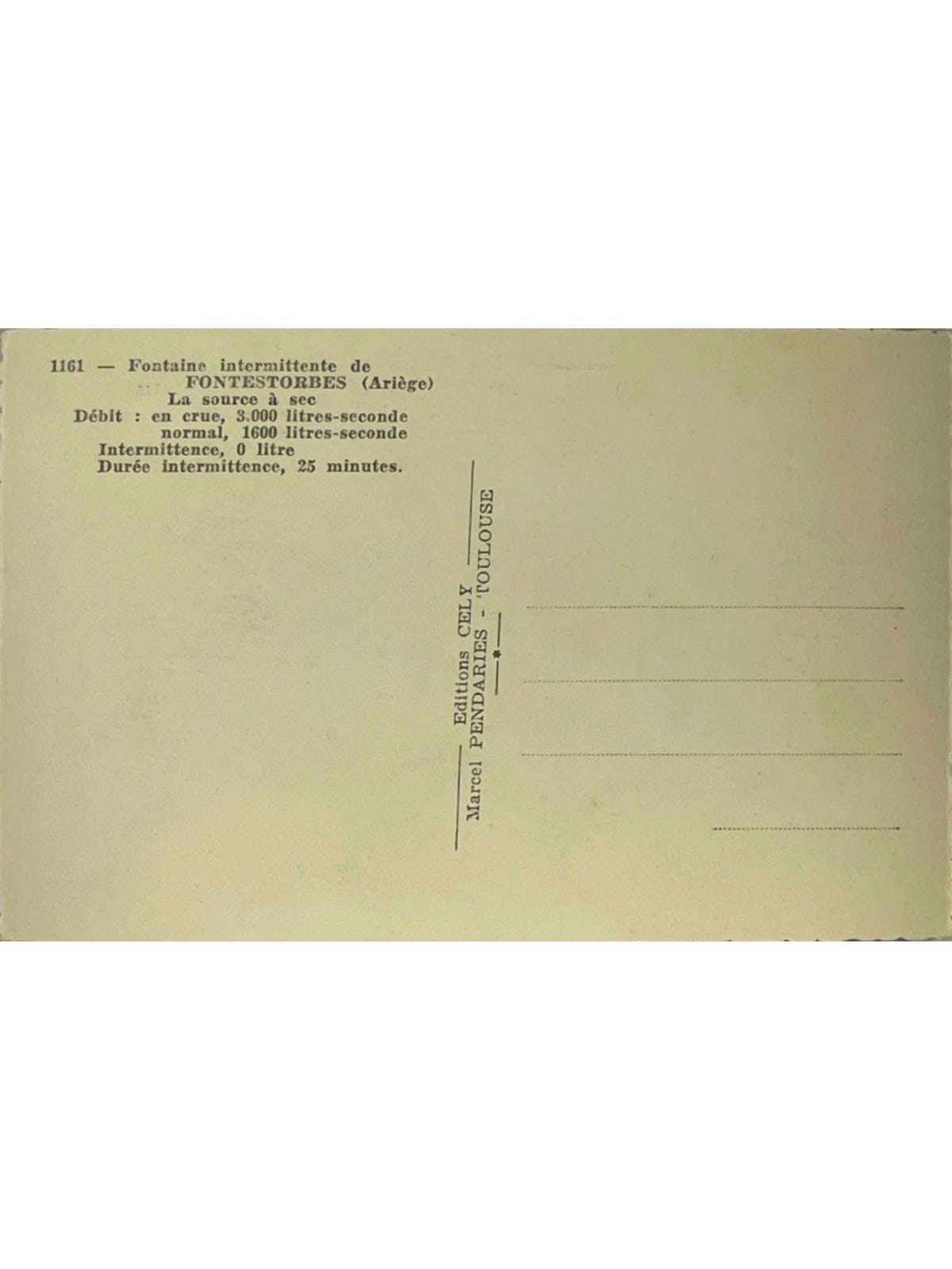 Verso de la carte postale