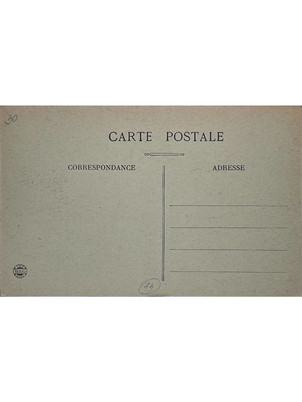 Verso de la carte postale