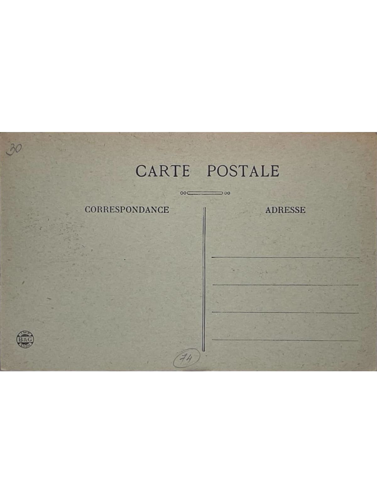 Verso de la carte postale
