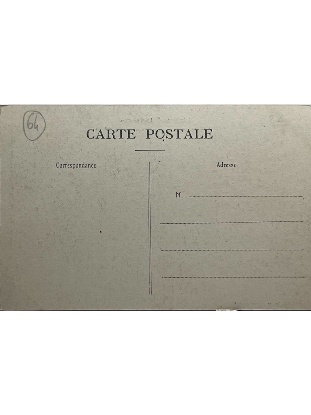Verso de la carte postale