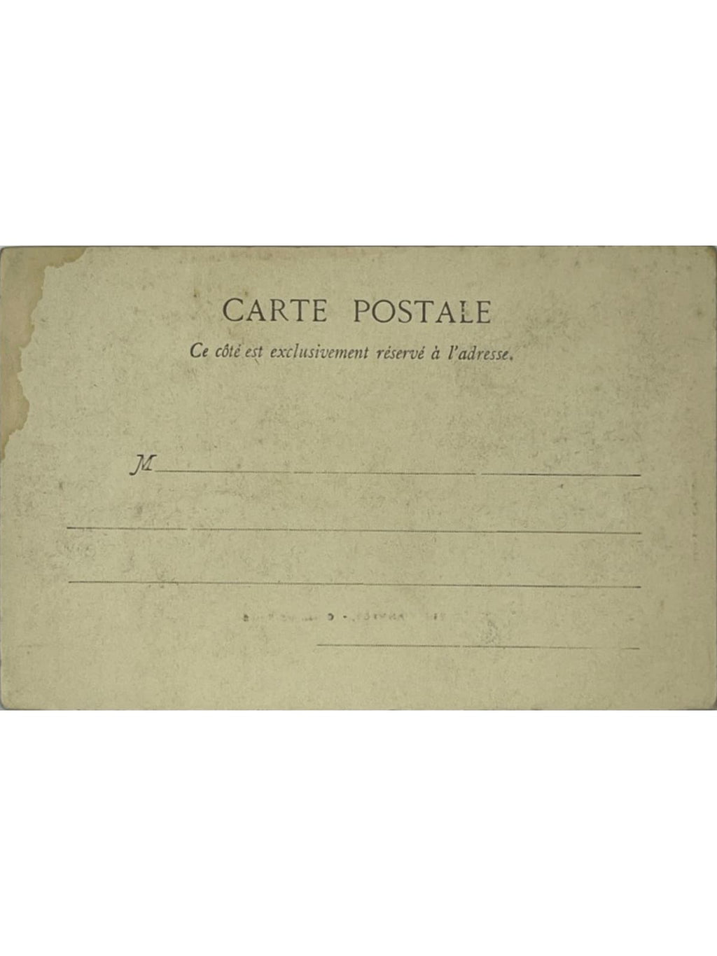 Verso de la carte postale