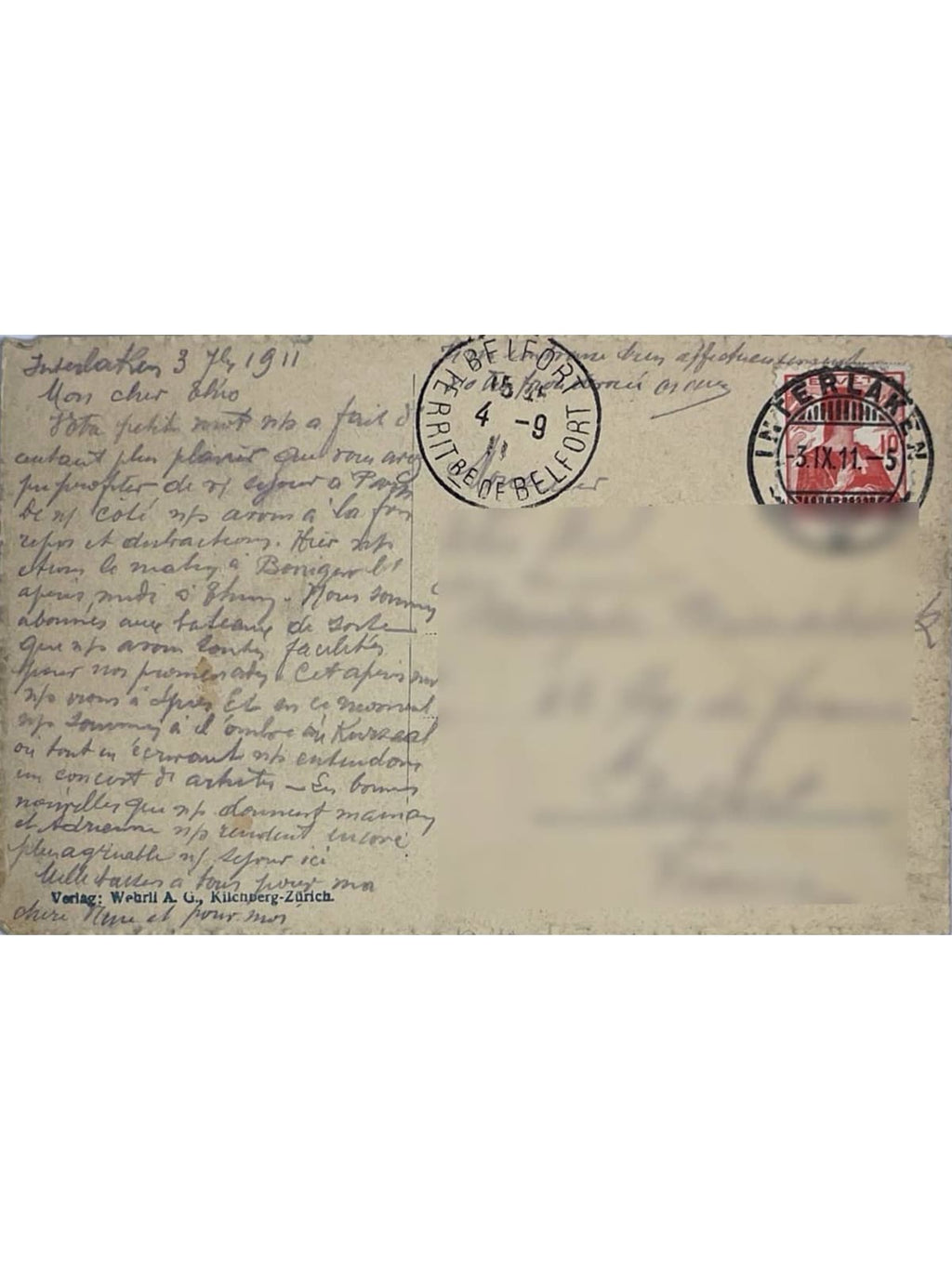 Verso de la carte postale