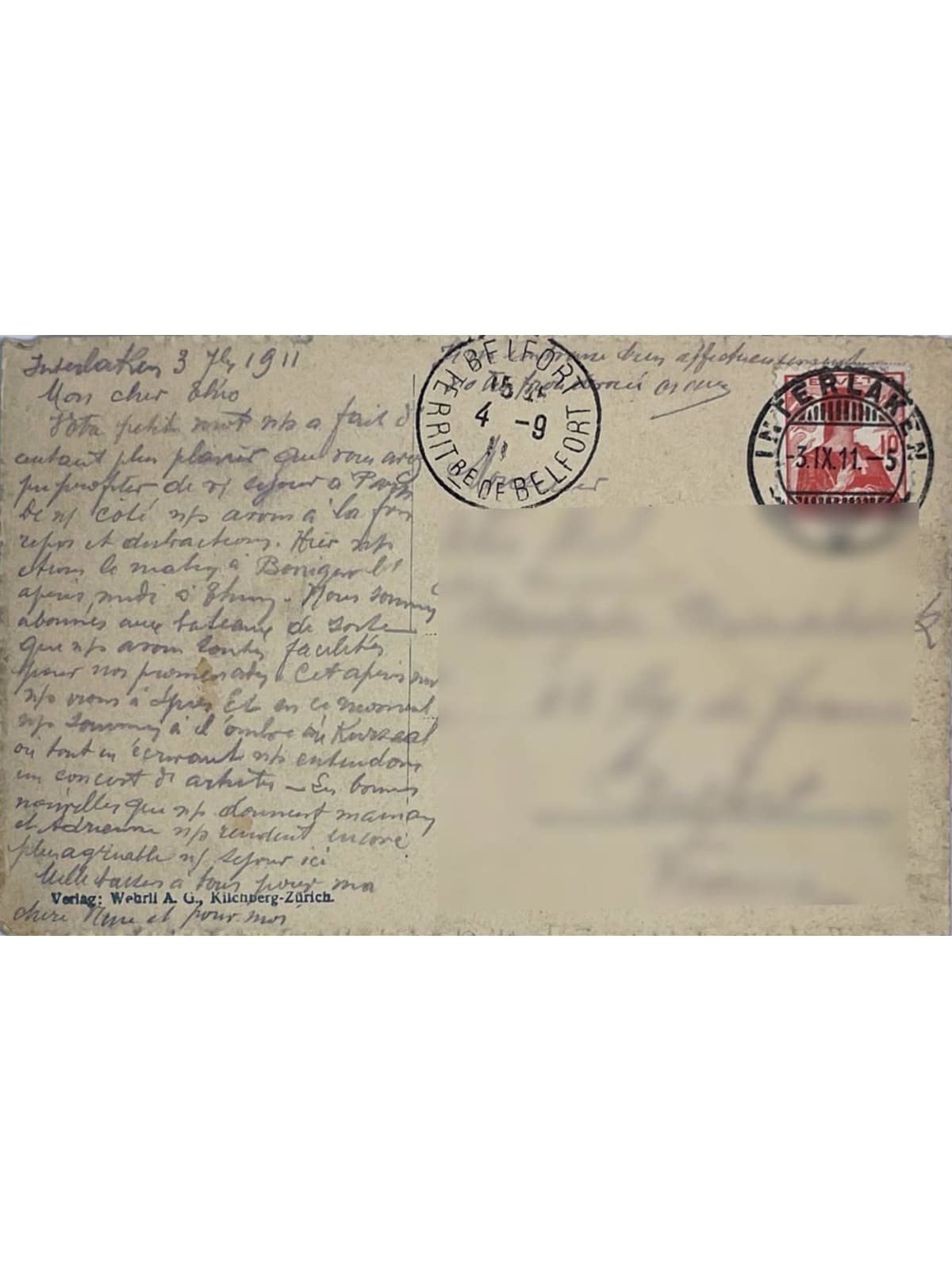Verso de la carte postale