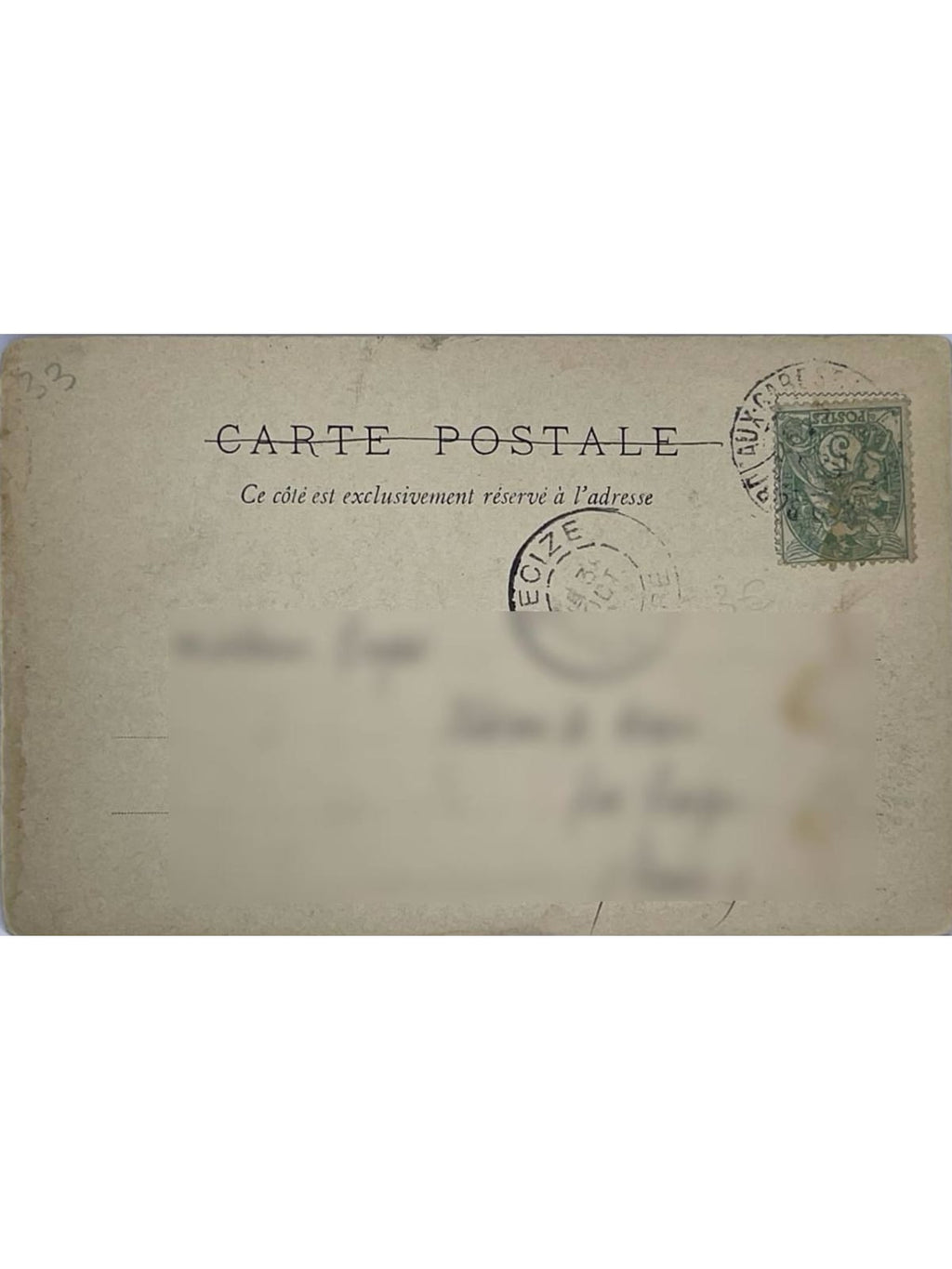 Verso de la carte postale