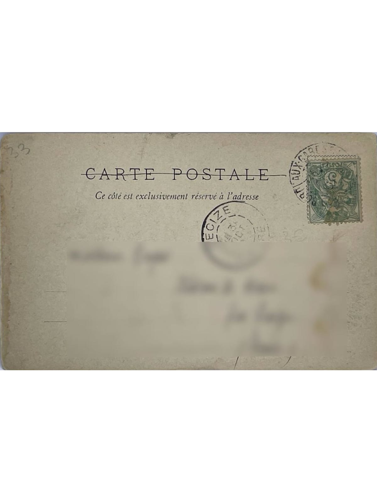 Verso de la carte postale